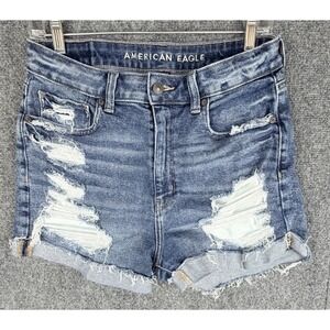 American Eagle Denim Shorts Women's Size 6 3" Inseam Distressed Rolled Hem